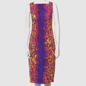 PETER PILOTTO KIA print square neck midi dress size 6US  day event work career
